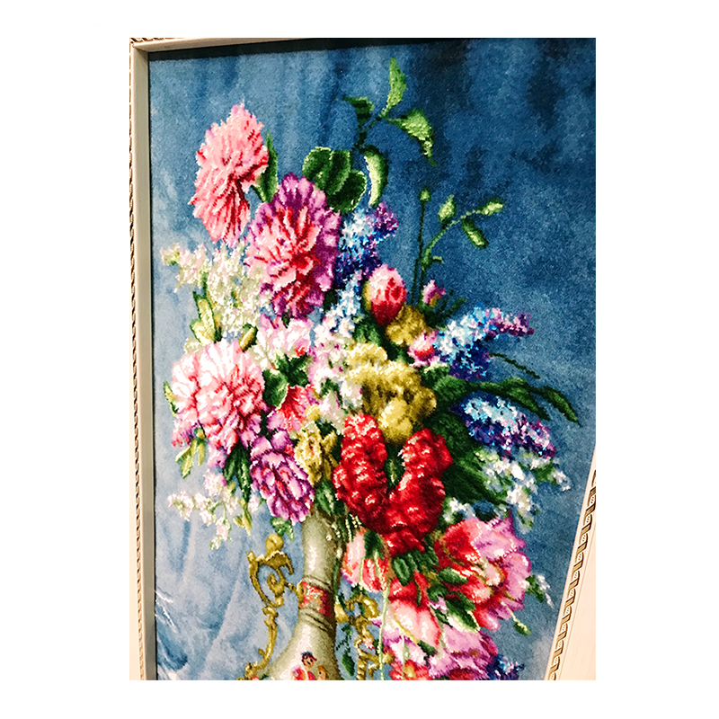تابلو فرش دستبافت مدل گل و گلدان نازک | گارانتی اصالت و سلامت فیزیکی کالا