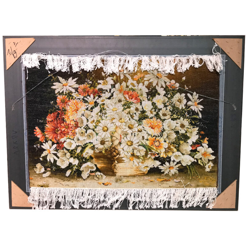 تابلو فرش دستبافت مدل گل و گلدان چوبی اعلاء | گارانتی اصالت و سلامت فیزیکی کالا