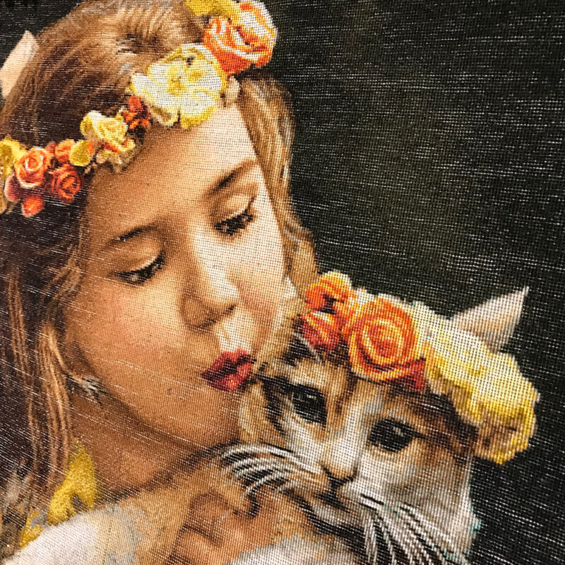 تابلو فرش دستبافت مدل دختر و گربه | گارانتی اصالت و سلامت فیزیکی کالا