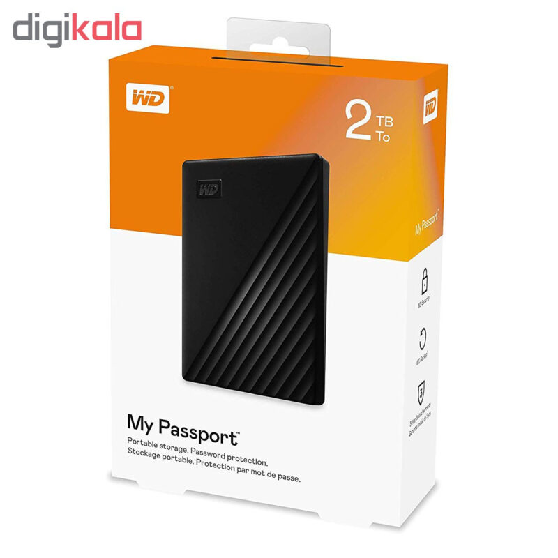 هارد اکسترنال وسترن دیجیتال مدل My Passport ظرفیت 2 ترابایت | مشکی | گارانتی 24 ماهه سازگار