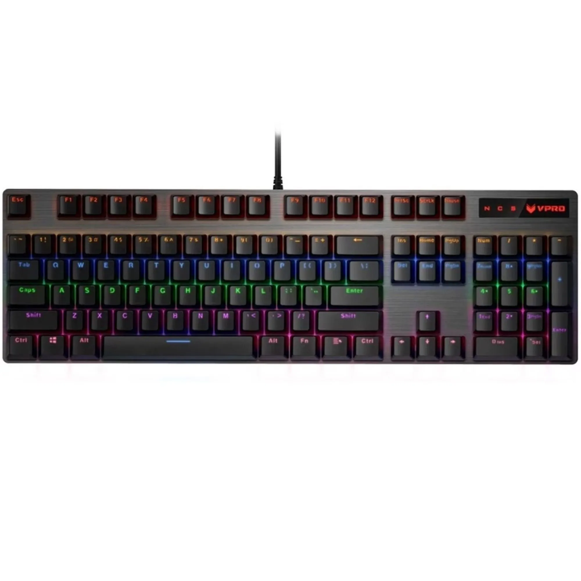 کیبورد مخصوص بازی مکانیکی رپو مدل V500PRO، مکانیکال سوییچ آبی، Full size، نورپردازی RGB | مشکی | گارانتی 24 ماهه مروارید اسپیرو