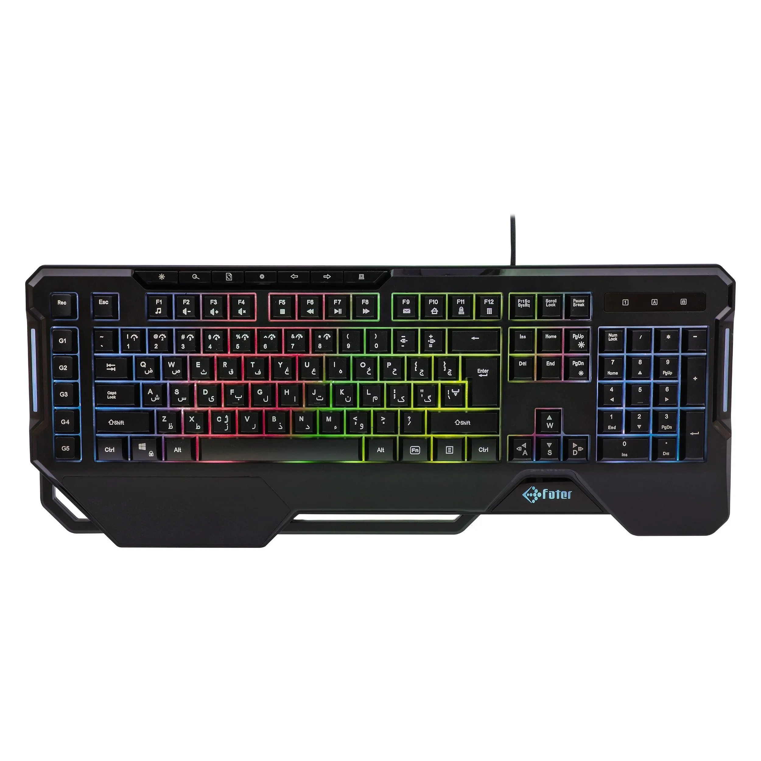 کیبورد گیمینگ فاطر مدل KCR-7000B، سوییچ هیبریدی، Full-size، نورپردازی RGB | مشکی | گارانتی 24 ماهه مروارید اسپیرو