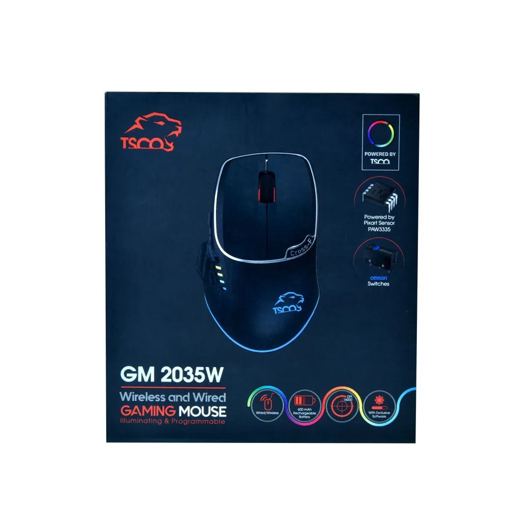 ماوس بی سیم مخصوص بازی تسکو مدل GM 2035 | مشکی | گارانتی 24 ماهه مروارید اسپیرو