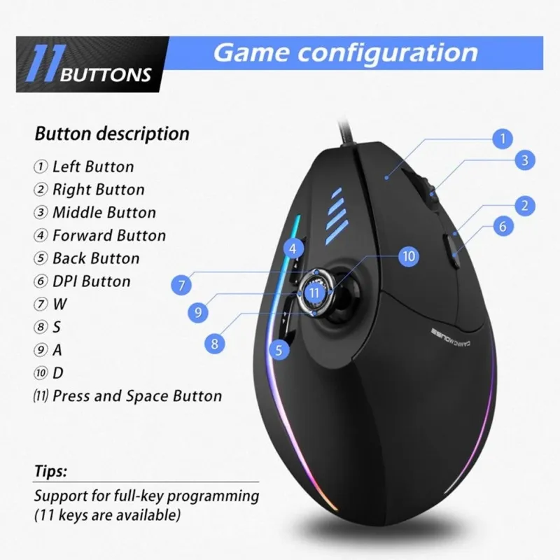 ماوس زیلوتس مدل ZELOTES C18 Wired Vertical Mouse | مشکی | گارانتی 24 ماهه مروارید اسپیرو