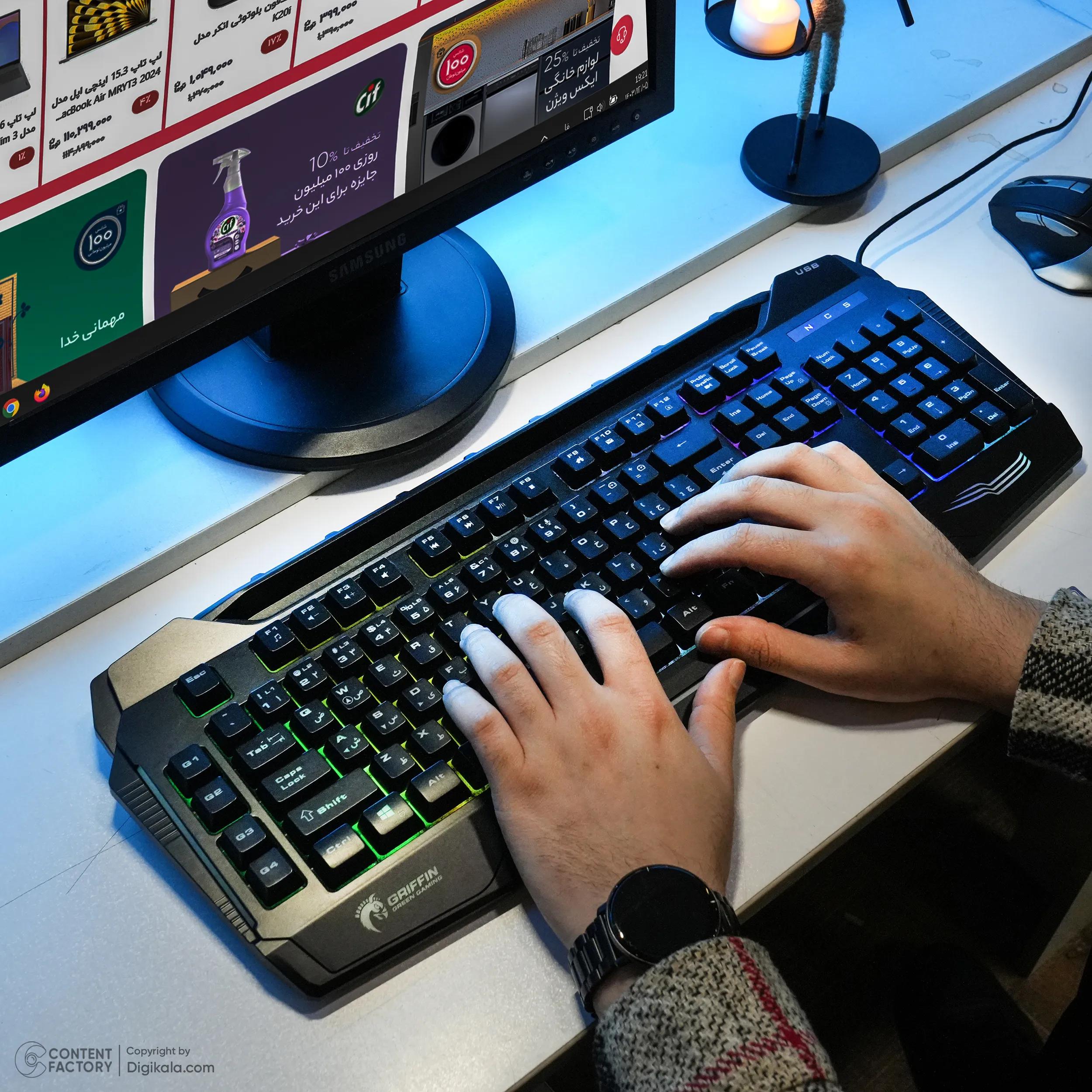 کیبورد گیمینگ گرین مدل GK702-RGB، Full-Size نورپردازی RGB | مشکی | گارانتی 24 ماهه مروارید اسپیرو
