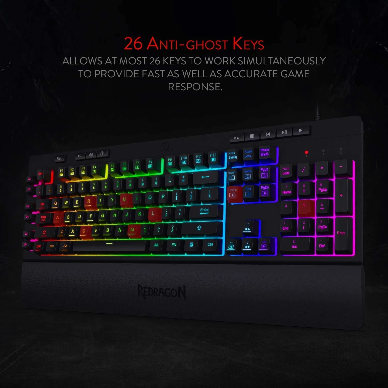 کیبورد گیمینگ ردراگون مدل Shiva K512، سوییچ ممبران، Full-Size، نورپردازی RGB | سفید | گارانتی 24 ماهه مروارید اسپیرو
