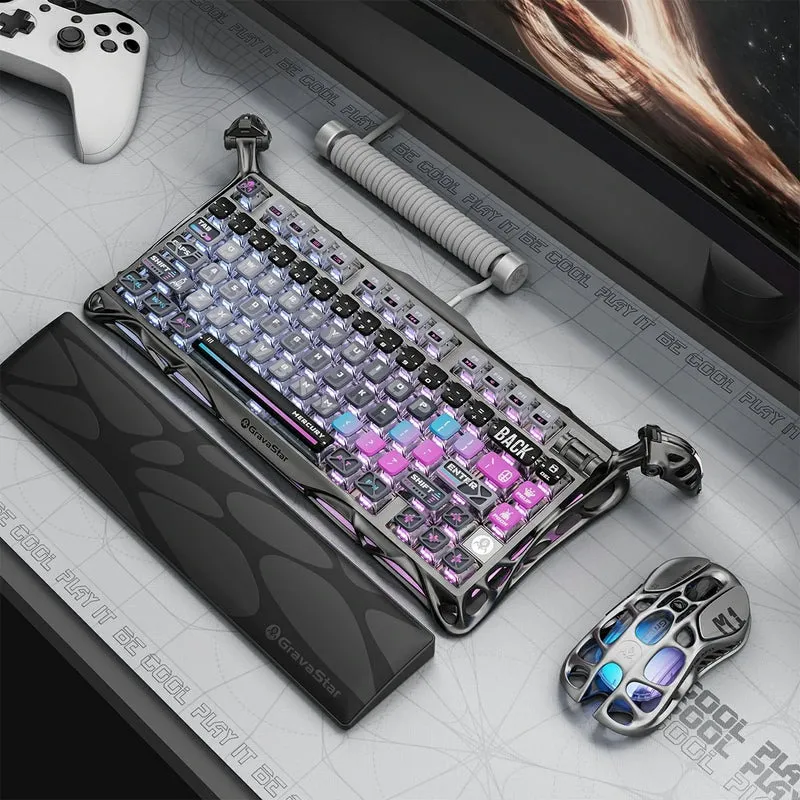 کیبورد مخصوص بازی گراوا استار مدل Mercury K1 Pro Cyberpunk | خاکستری | گارانتی 24 ماهه مروارید اسپیرو