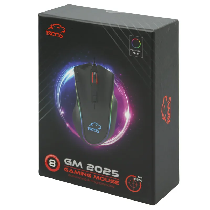 ماوس مخصوص بازی تسکو مدل GM 2025 | مشکی | گارانتی 24 ماهه مروارید اسپیرو