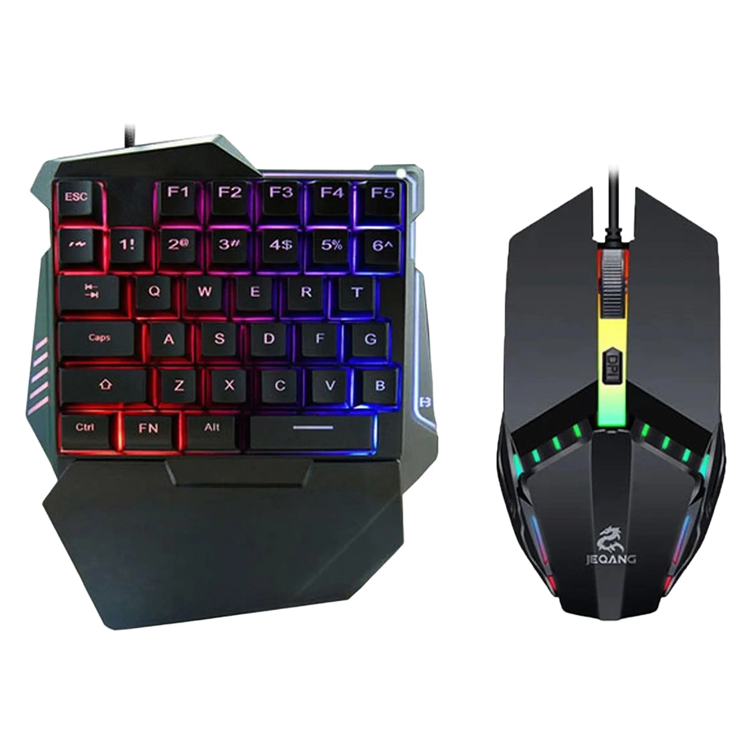 مینی کیبورد و ماوس گیمینگ جکنگ مدل JK-913، سوییچ ممبران، نورپردازی RGB LED | مشکی | گارانتی 24 ماهه مروارید اسپیرو