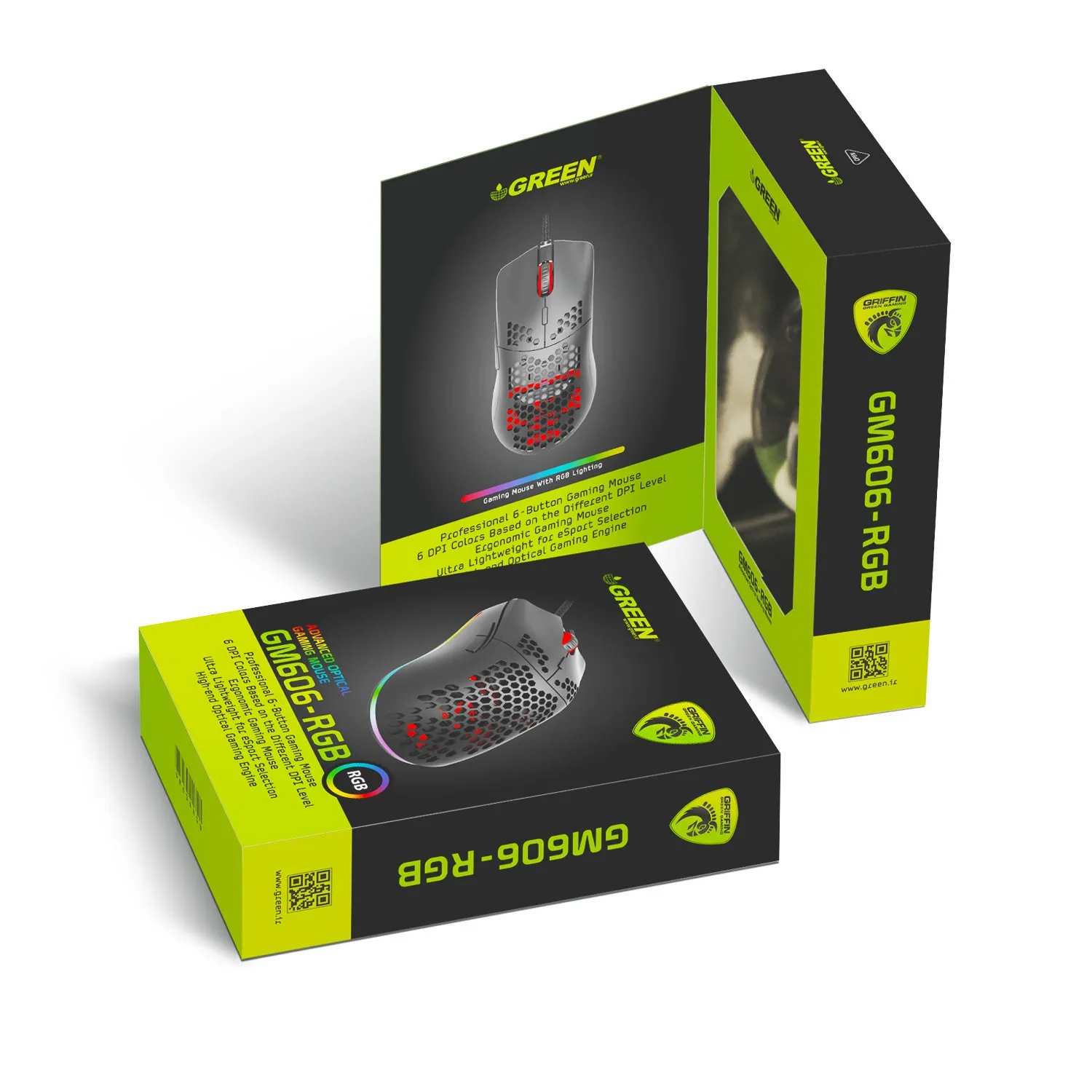 ماوس مخصوص بازی گرین مدل GM606-RGB | خاکستری | گارانتی 24 ماهه مروارید اسپیرو
