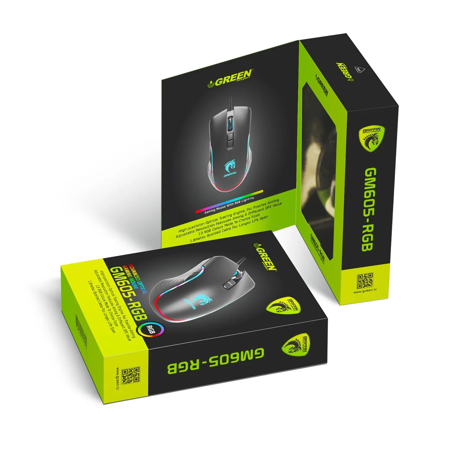 ماوس گرین مدل GM605-RGB | مشکی | گارانتی 24 ماهه مروارید اسپیرو