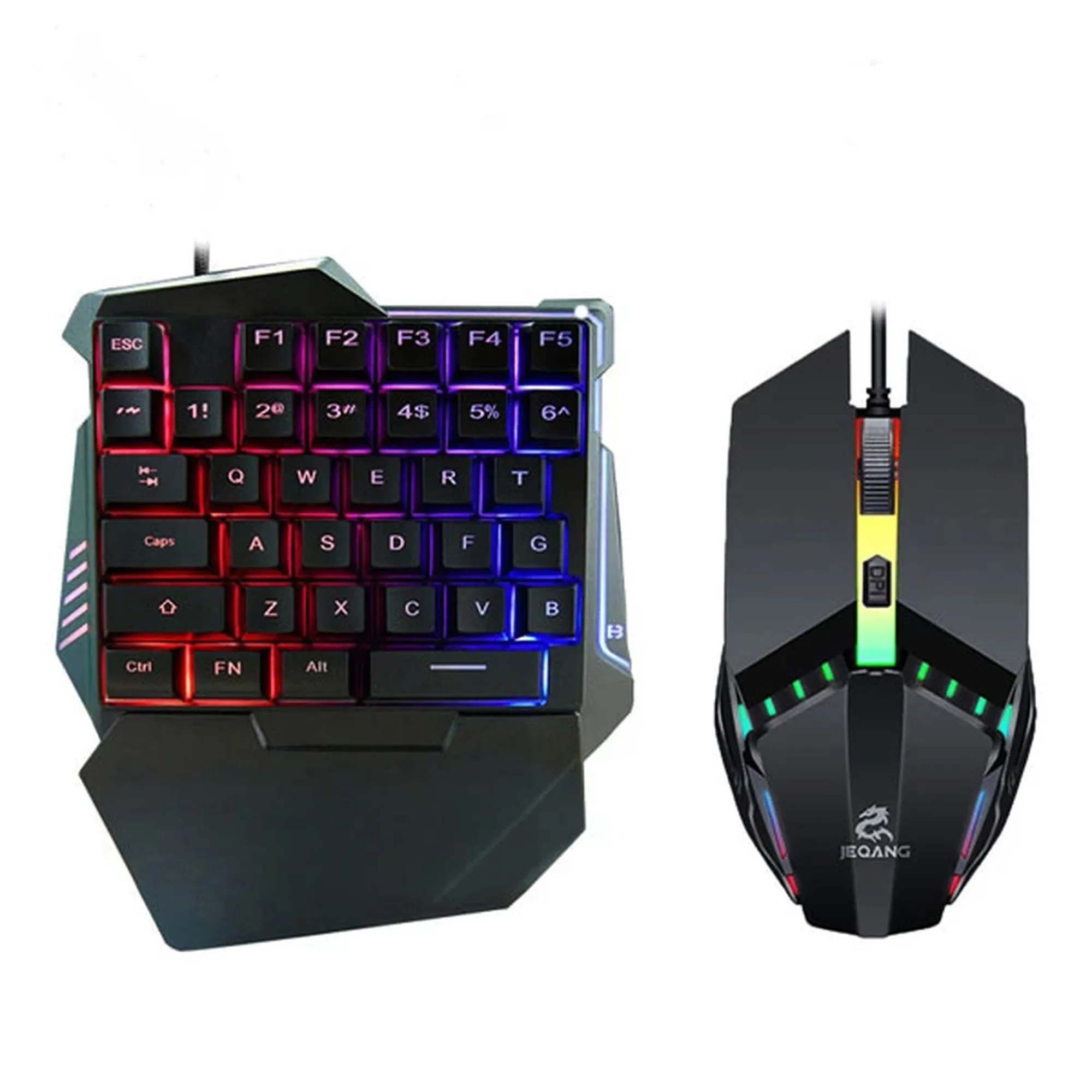 مینی کیبورد و ماوس گیمینگ جکنگ مدل JK-913، سوییچ ممبران، نورپردازی RGB LED | مشکی | گارانتی 24 ماهه مروارید اسپیرو