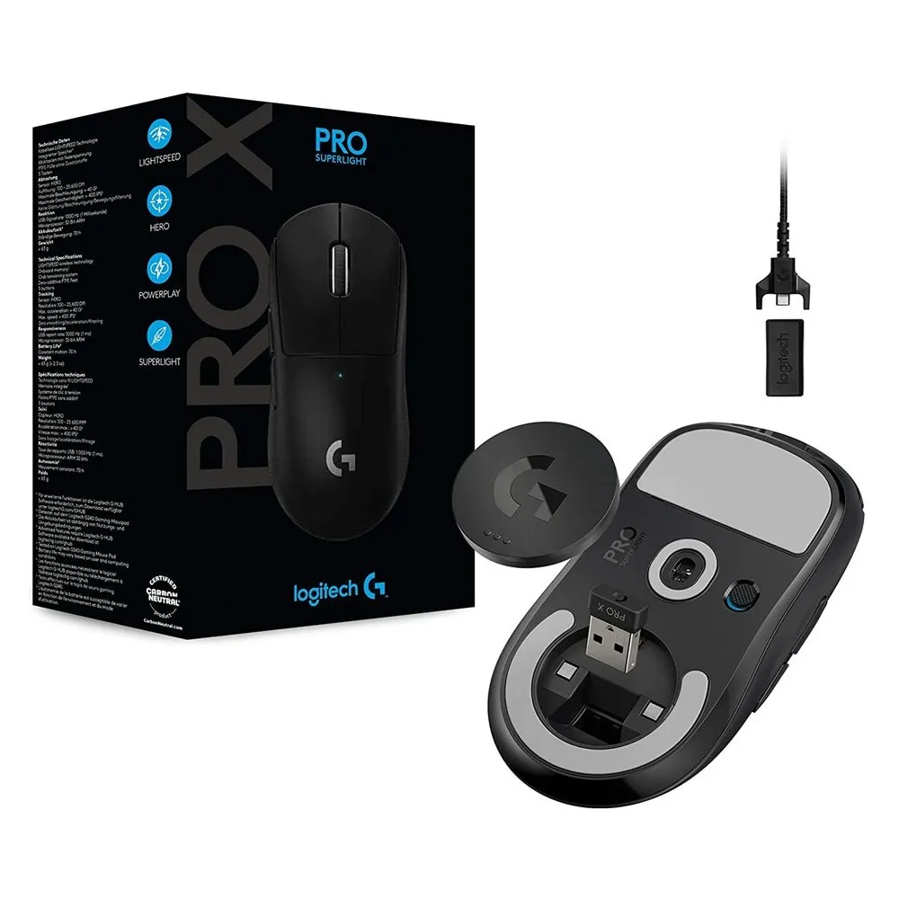 ماوس بی سیم مخصوص بازی لاجیتک مدل G Pro X Superlight | مشکی | گارانتی 24 ماهه مروارید اسپیرو