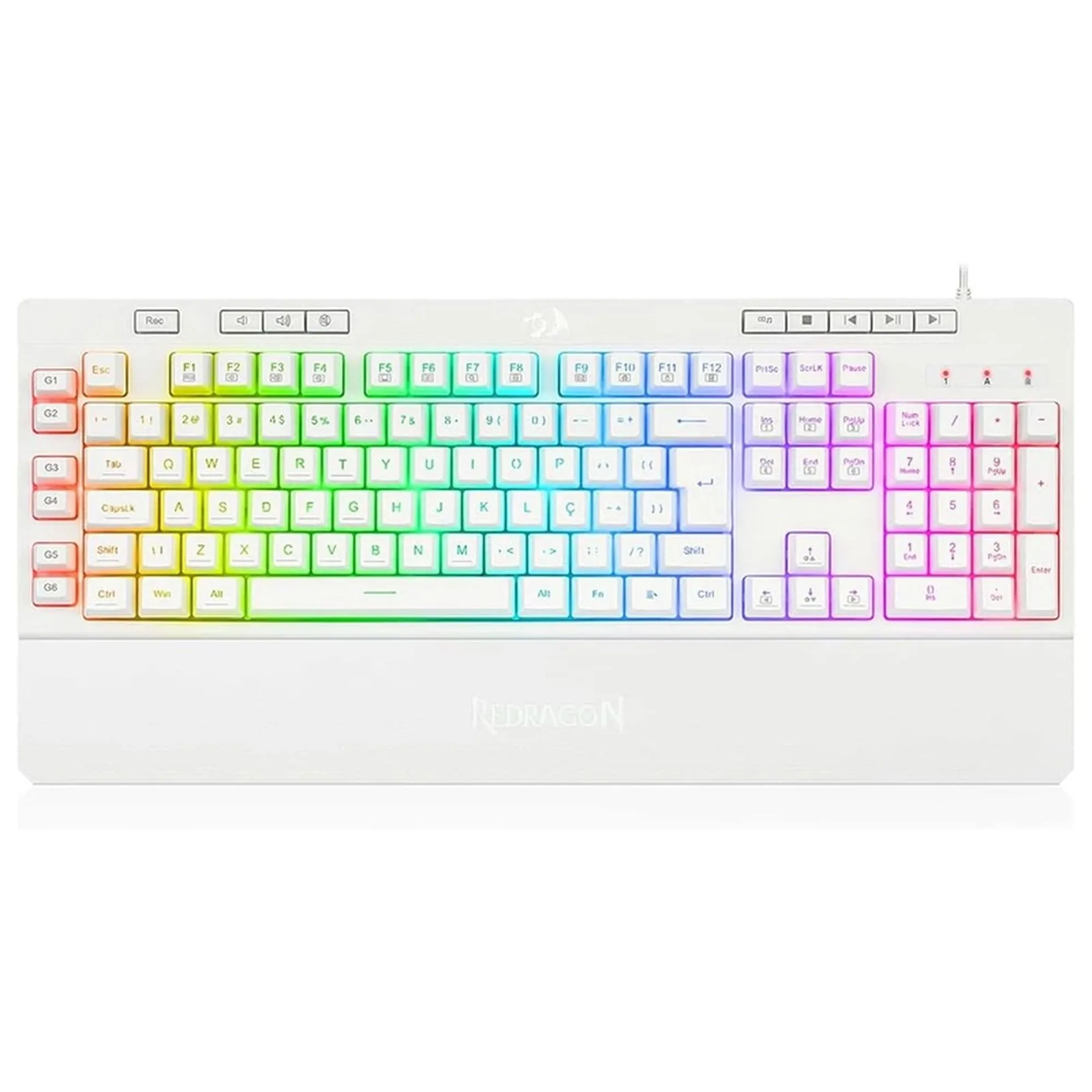 کیبورد گیمینگ ردراگون مدل Shiva K512، سوییچ ممبران، Full-Size، نورپردازی RGB | سفید | گارانتی 24 ماهه مروارید اسپیرو