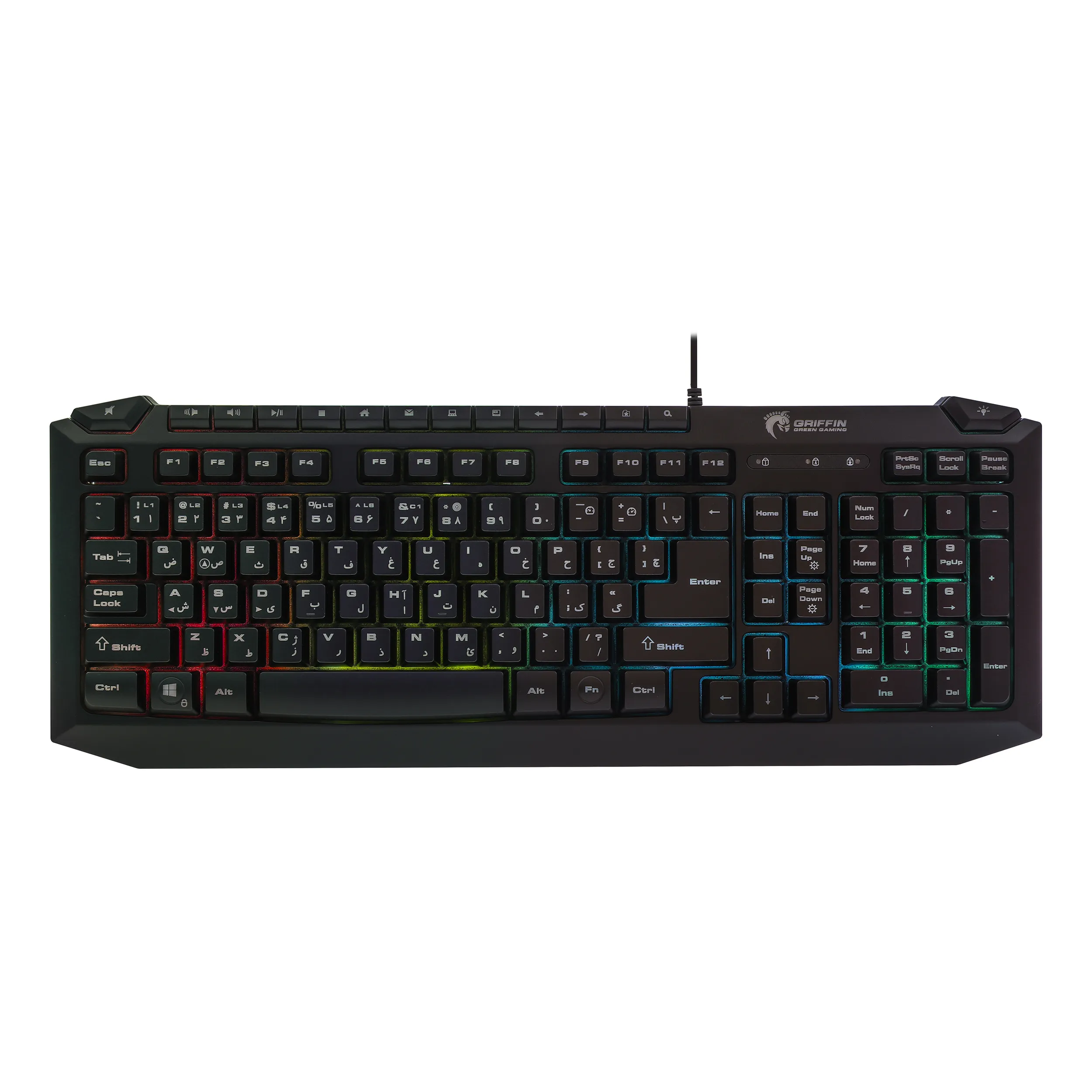 کیبورد گیمینگ گرین مدل GK701-RGB نورپردازی RGB Full-Size | مشکی | گارانتی 24 ماهه مروارید اسپیرو