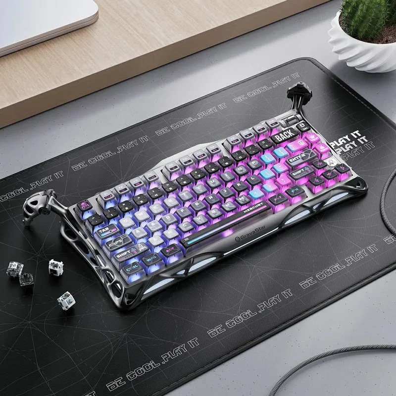کیبورد مخصوص بازی گراوا استار مدل Mercury K1 Pro Cyberpunk | خاکستری | گارانتی 24 ماهه مروارید اسپیرو