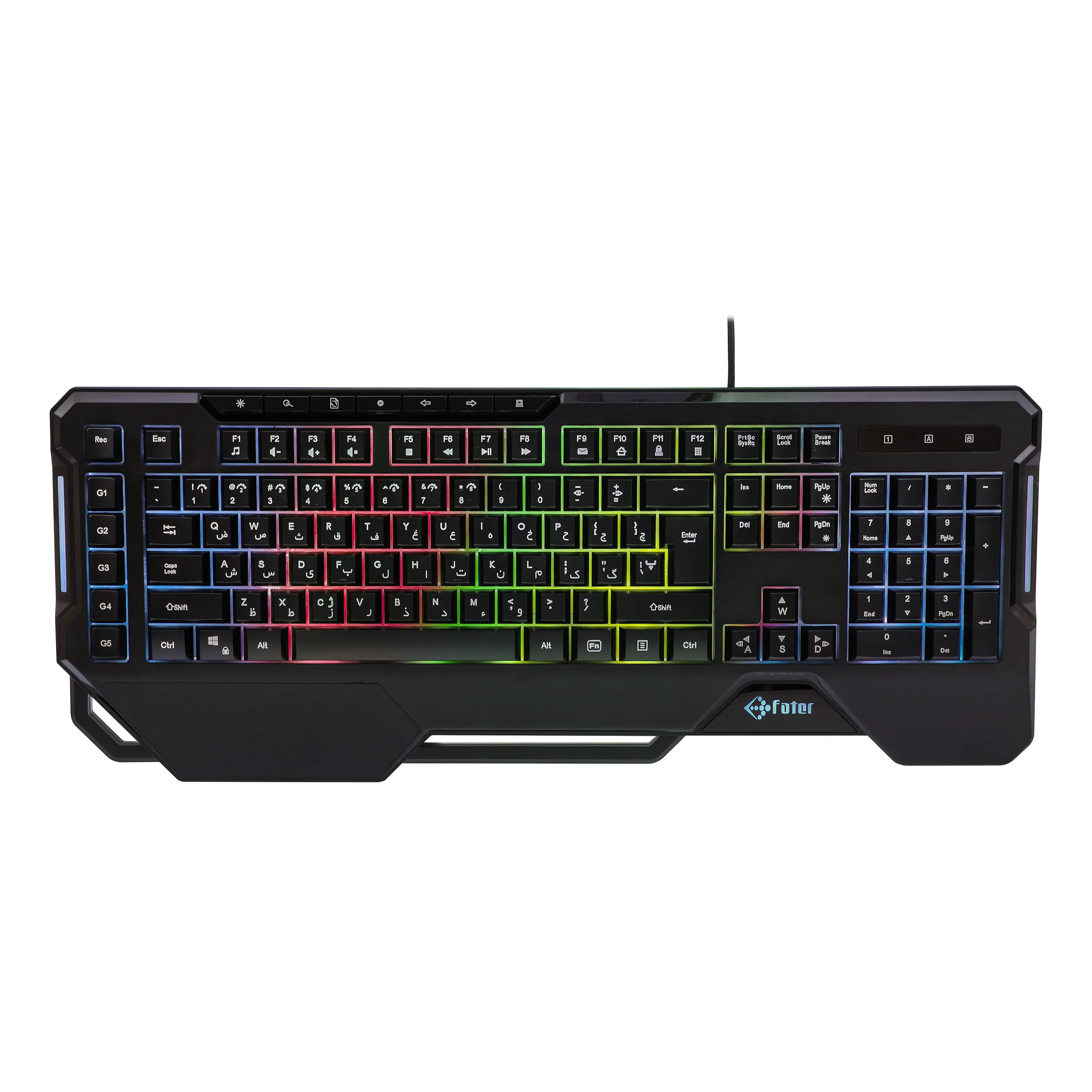 کیبورد گیمینگ فاطر مدل KCR-7000B، سوییچ هیبریدی، Full-size، نورپردازی RGB | مشکی | گارانتی 24 ماهه مروارید اسپیرو