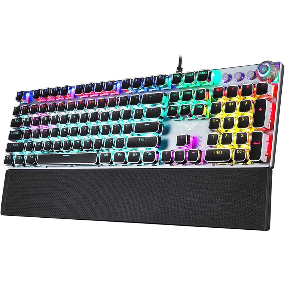 کیبورد گیمینگ آئولا مدل Aula F2058، سوئیچ مکانیکال آبی، Full-size، نورپردازی RGB | مشکی | گارانتی 24 ماهه مروارید اسپیرو