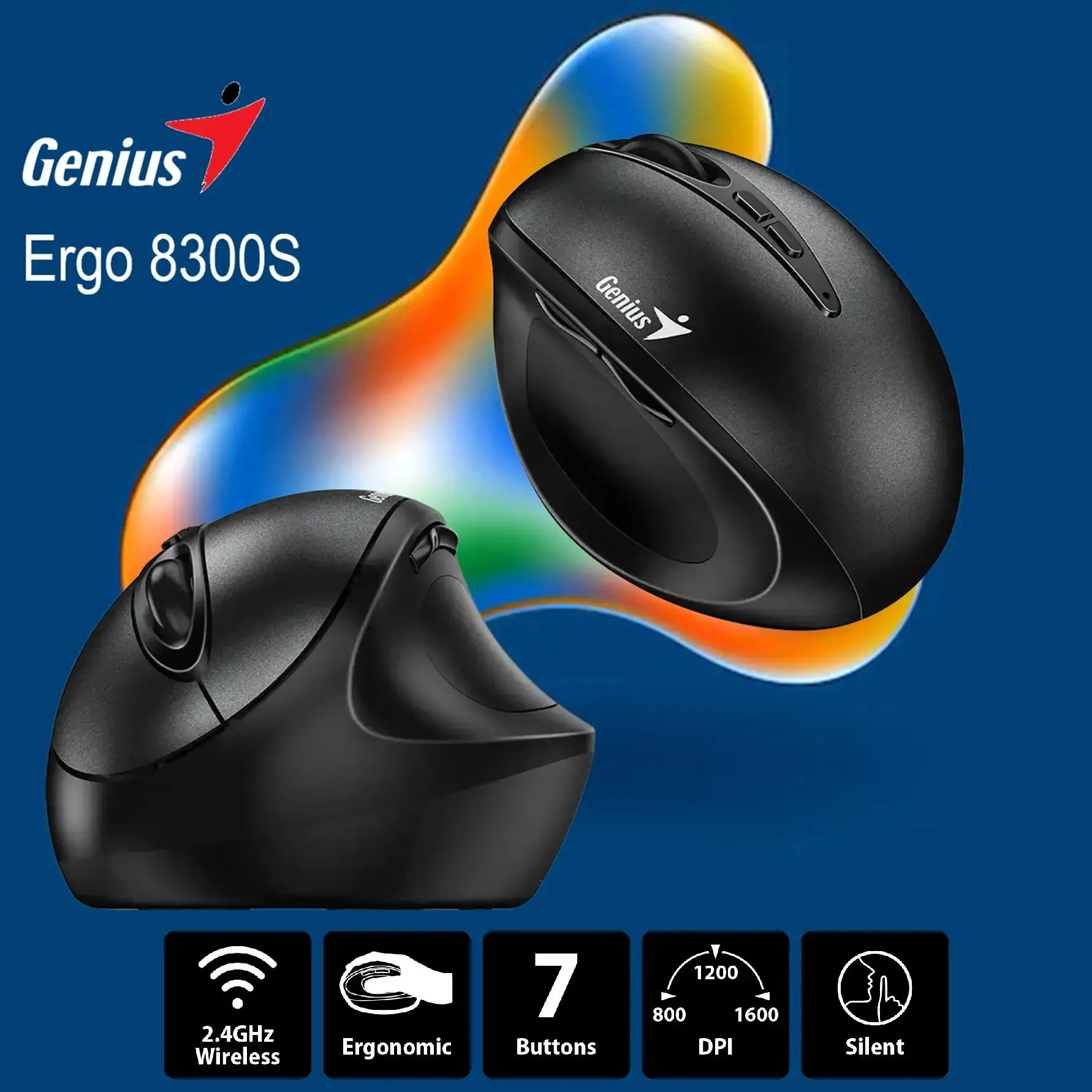ماوس بی سیم جنیوس مدل Ergo 8300S | مشکی | گارانتی 24 ماهه مروارید اسپیرو