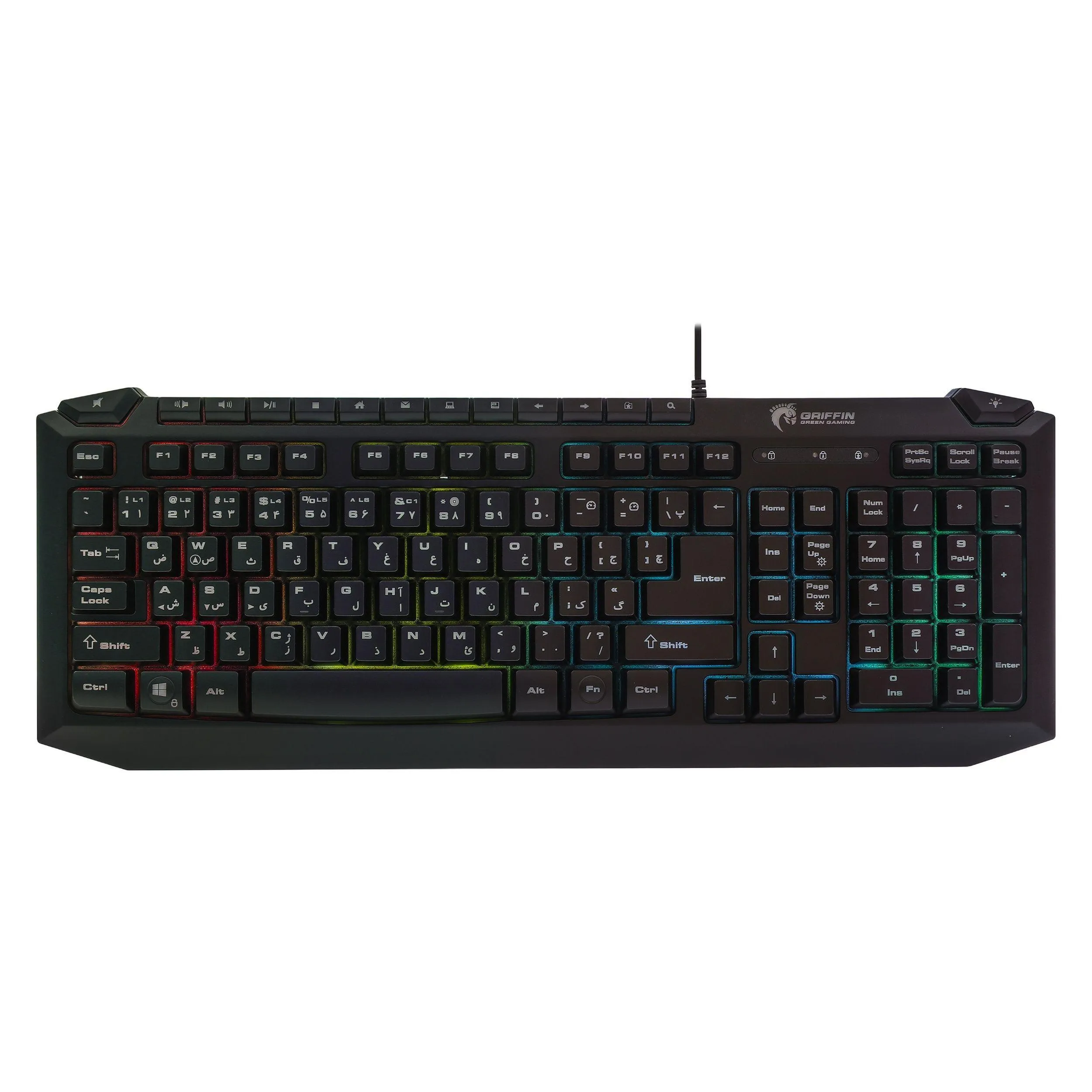 کیبورد گیمینگ گرین مدل GK701-RGB نورپردازی RGB Full-Size | مشکی | گارانتی 24 ماهه مروارید اسپیرو