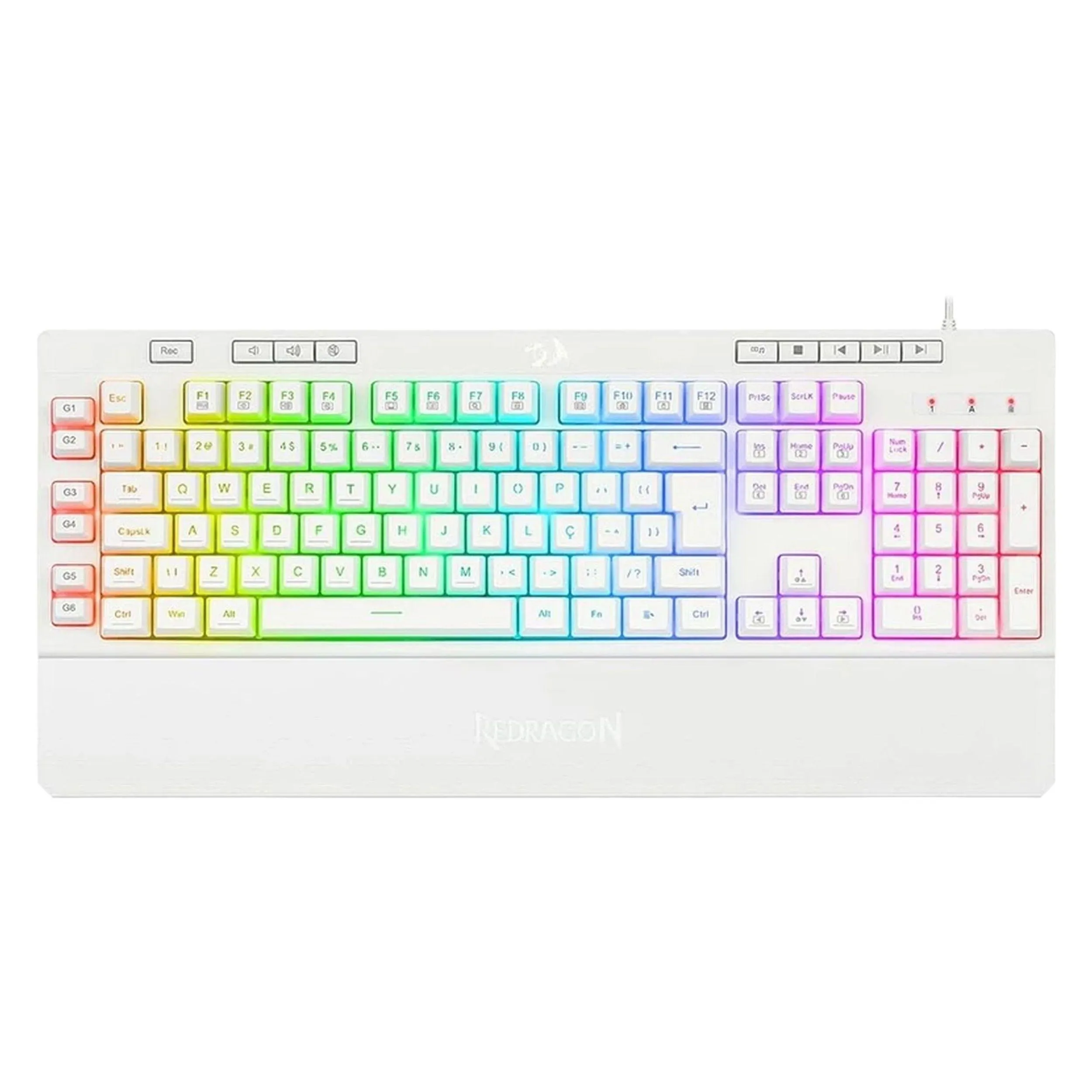 کیبورد گیمینگ ردراگون مدل Shiva K512، سوییچ ممبران، Full-Size، نورپردازی RGB | سفید | گارانتی 24 ماهه مروارید اسپیرو