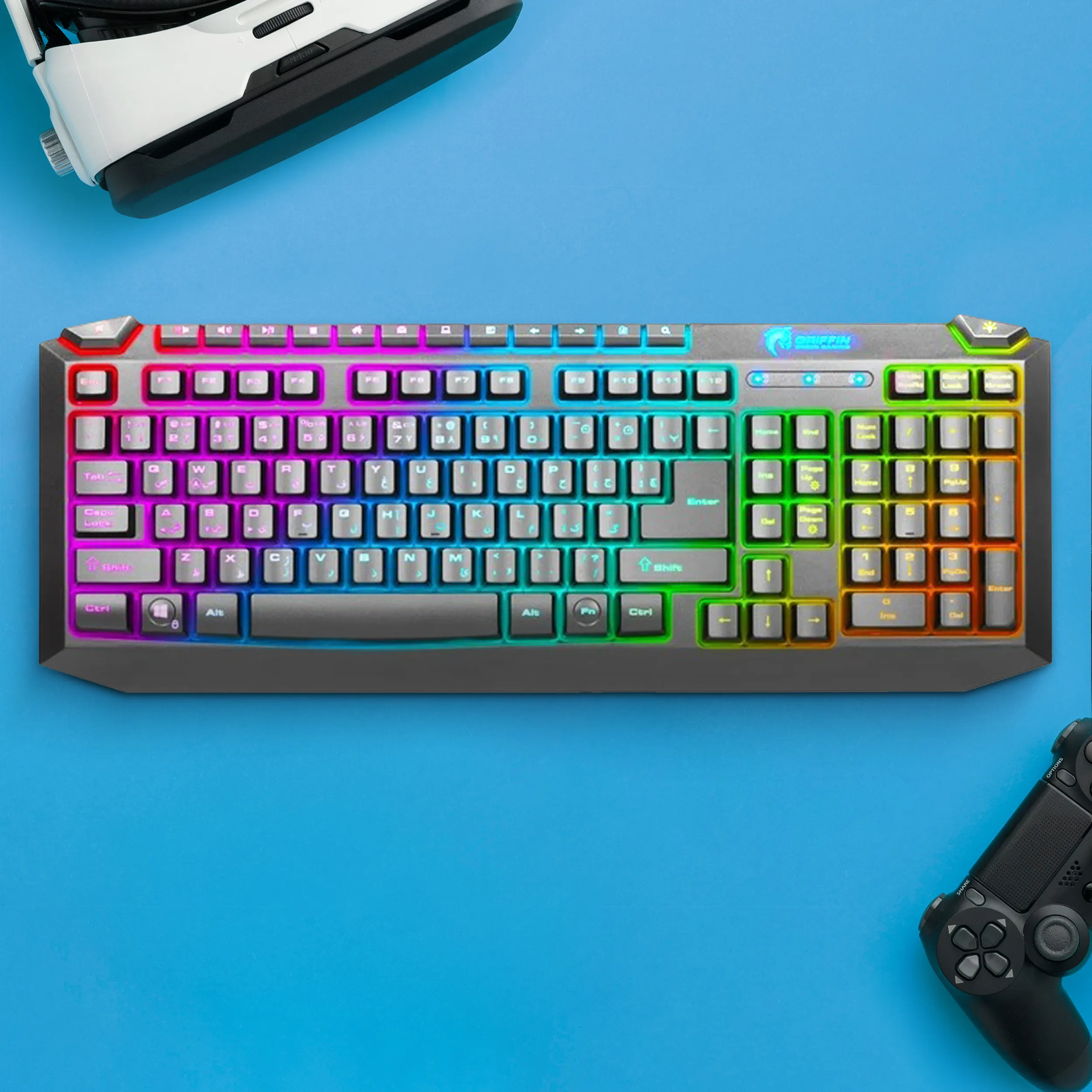 کیبورد گیمینگ گرین مدل GK701-RGB نورپردازی RGB Full-Size | مشکی | گارانتی 24 ماهه مروارید اسپیرو