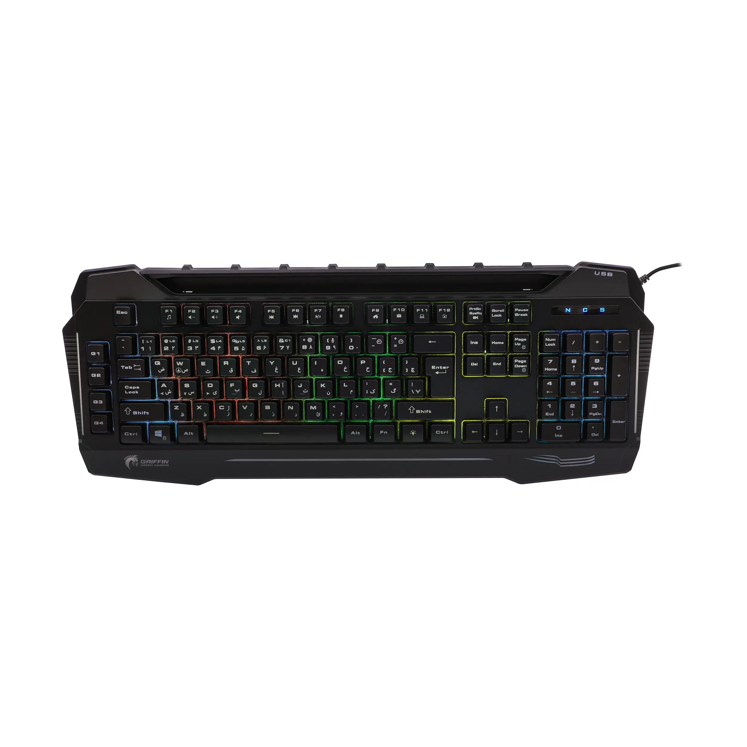 کیبورد گیمینگ گرین مدل GK702-RGB، Full-Size نورپردازی RGB | مشکی | گارانتی 24 ماهه مروارید اسپیرو