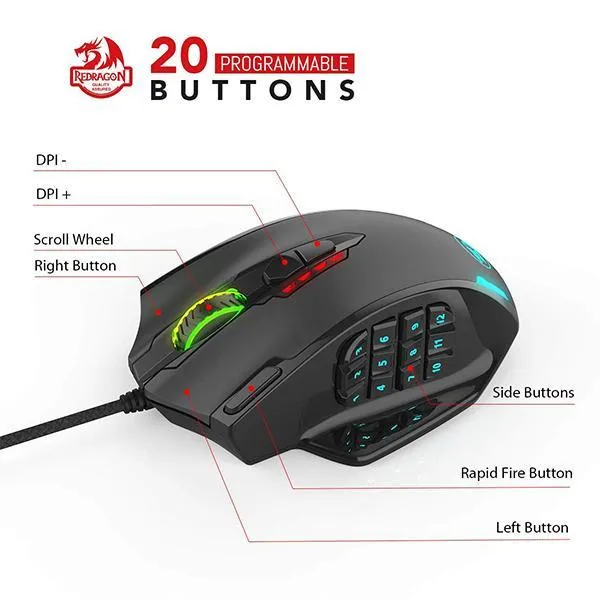 ماوس مخصوص بازی ردراگون مدل Perdition M901-K-2 | مشکی | گارانتی 24 ماهه مروارید اسپیرو