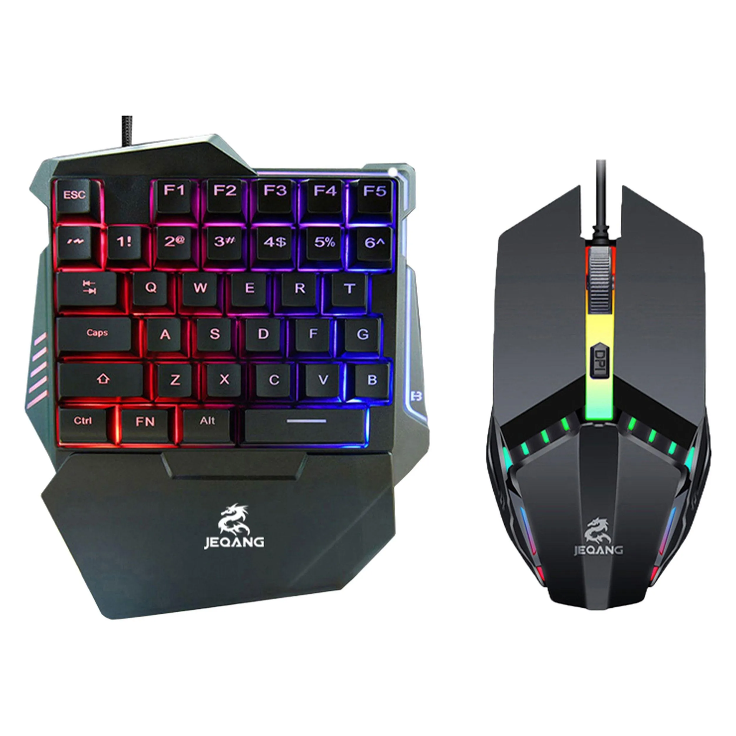کیبورد و موس مخصوص بازی جکنگ مدل JK-913، سوییچ ممبران، Full-Size، نورپردازی LED RGB | مشکی | گارانتی 24 ماهه مروارید اسپیرو