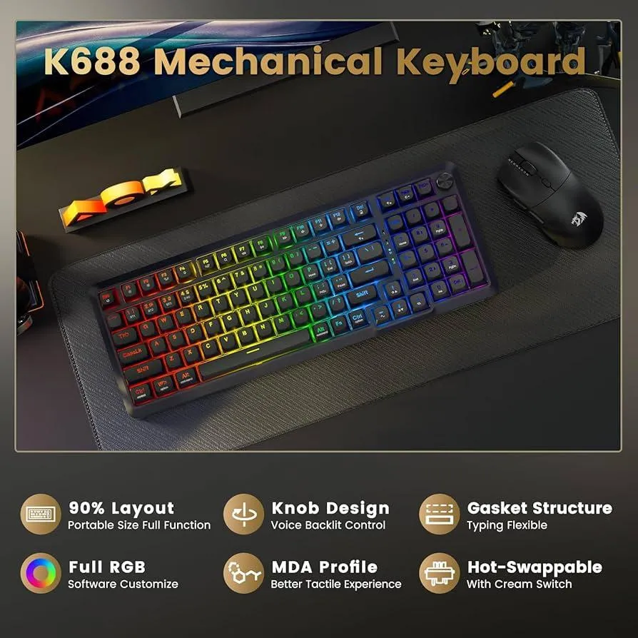 کیبورد گیمینگ ردراگون مدل BRAGI K688 GB PRO | مشکی | گارانتی 24 ماهه مروارید اسپیرو