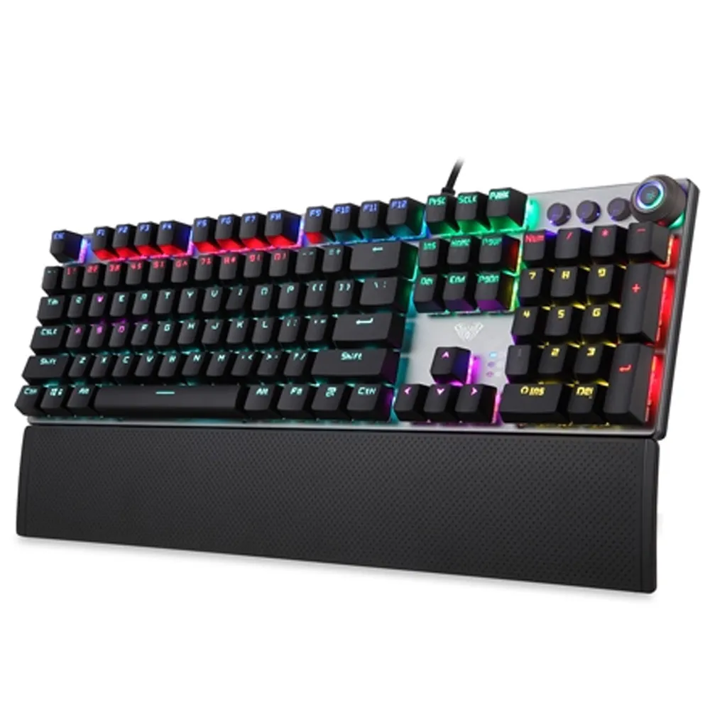 کیبورد گیمینگ آئولا مدل Aula F2058، سوئیچ مکانیکال آبی، Full-size، نورپردازی RGB | مشکی | گارانتی 24 ماهه مروارید اسپیرو