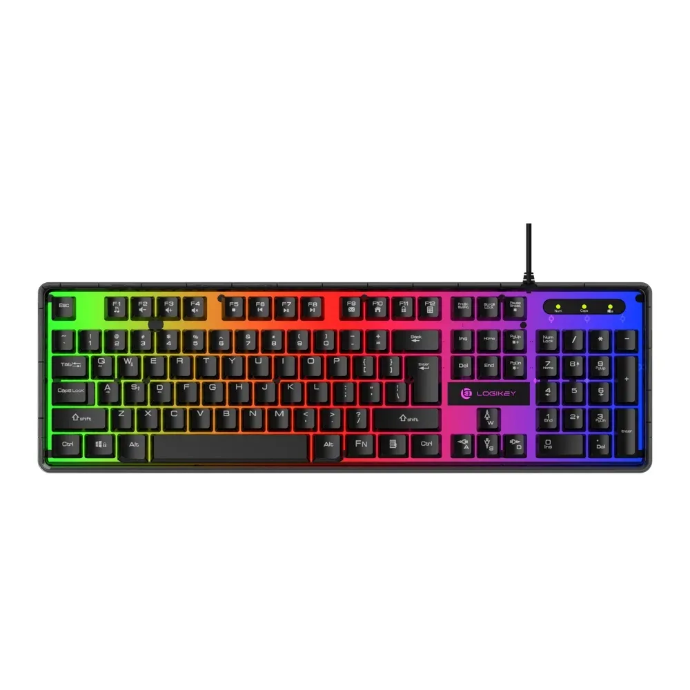 کیبورد گیمینگ لاجی کی مدل K230B، سوییچ ممبران، Full-Size، نورپردازی RGB | مشکی | گارانتی 24 ماهه مروارید اسپیرو