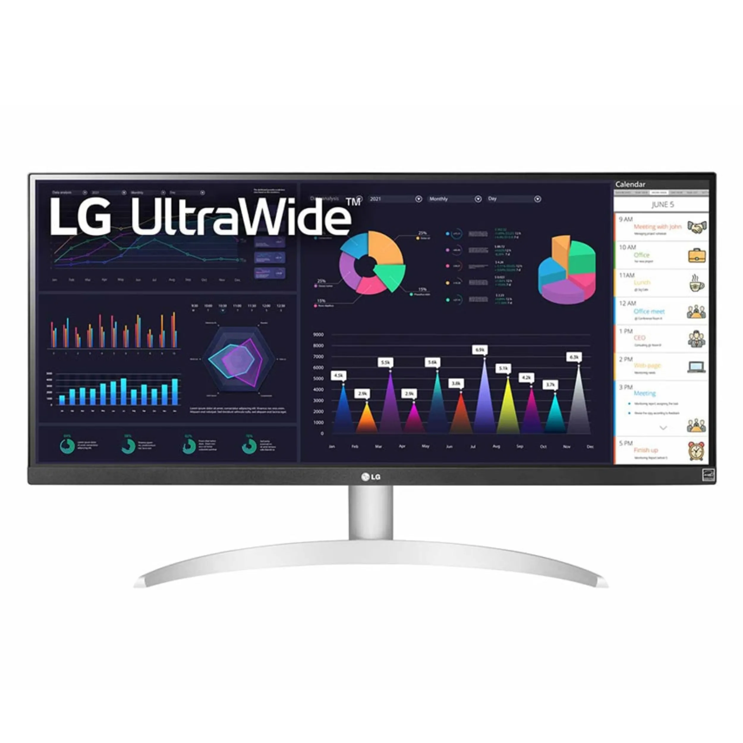 مانیتور ال جی مدل 29WQ600-W سایز 29 اینچ، رزولوشن Full HD، پنل IPS، نرخ بروزرسانی تصویر 100 هرتز، نسبت تصویر 21:9-Ultra Wide، یک پورت HDMI و یک پورت DisplayPort و یک پورت USB-C | مشکی | گارانتی 18 ماهه کسری پارس
