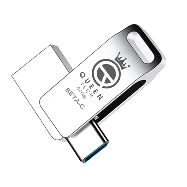 فلش مموری کوئین تک مدل DUAL DRIVE USB 3.0 TYPE C BETA-C ظرفیت 64 گیگابایت | خاکستری | گارانتی 24 ماهه مروارید اسپیرو