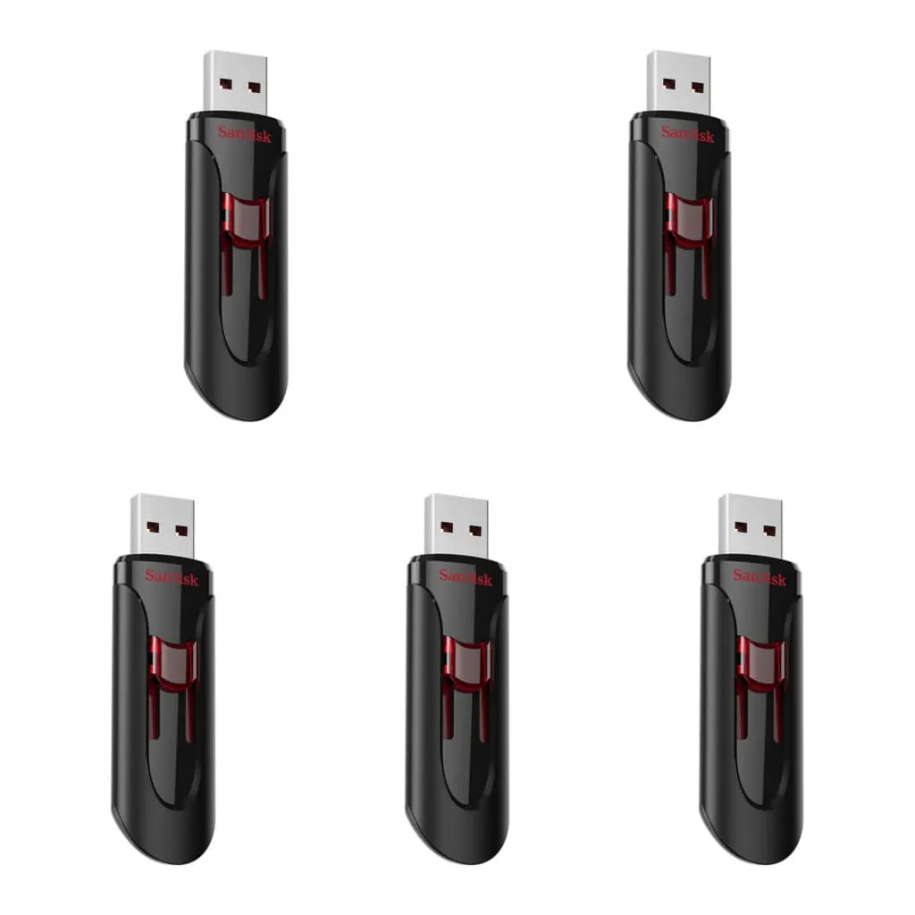فلش مموری سن دیسک مدل CRUZER GLIDE USB3.0 ظرفیت 32 گیگابایت بسته 5 عددی | مشکی | گارانتی 18 ماهه آواژنگ