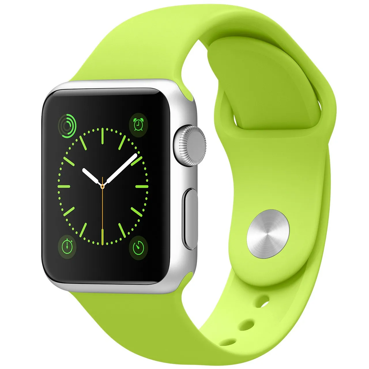 ساعت هوشمند اپل واچ مدل 38mm Aluminum Case With Green Sport Silicon Band | سبز فسفری | گارانتی 18 ماهه امرتات