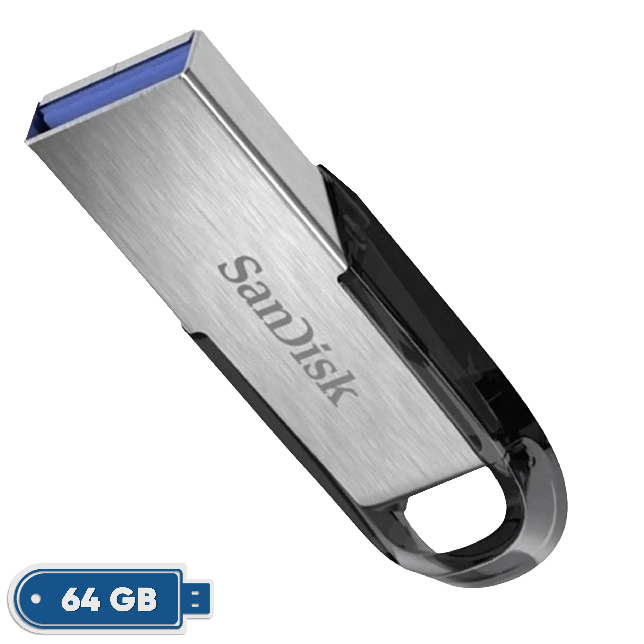 فلش مموری سن دیسک Ultra Flair CZ73 ظرفیت 64 گیگابایت با رابط USB 3.0 و بدنه فلزی مقاوم، سرعت انتقال 150 مگابایت بر ثانیه و سازگار با انواع سیستمعاملها و دستگاهها | خاکستری | گارانتی 18 ماهه آواژنگ
