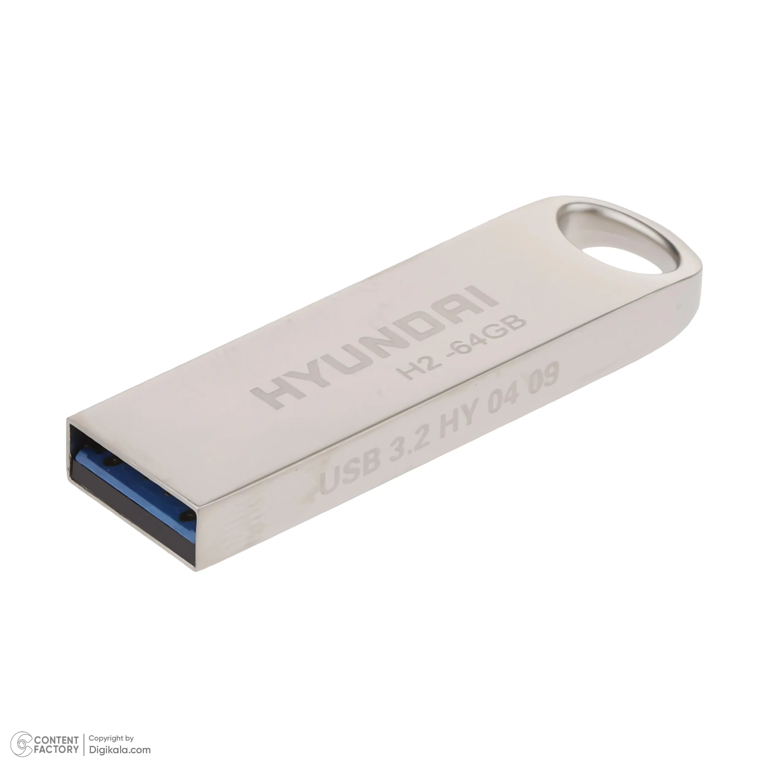 فلش مموری 64 گیگابایت هیوندای مدل H2 USB 3.2 با بدنه استیل ضد اثر انگشت، مقاوم در برابر آب، ضربه، شوک و گردوغبار، طراحی لوکس و سبک، مناسب حمل آسان و سازگار با تمامی سیستم‌عامل‌ها | نقره ای | گارانتی 24 ماهه مروارید اسپیرو